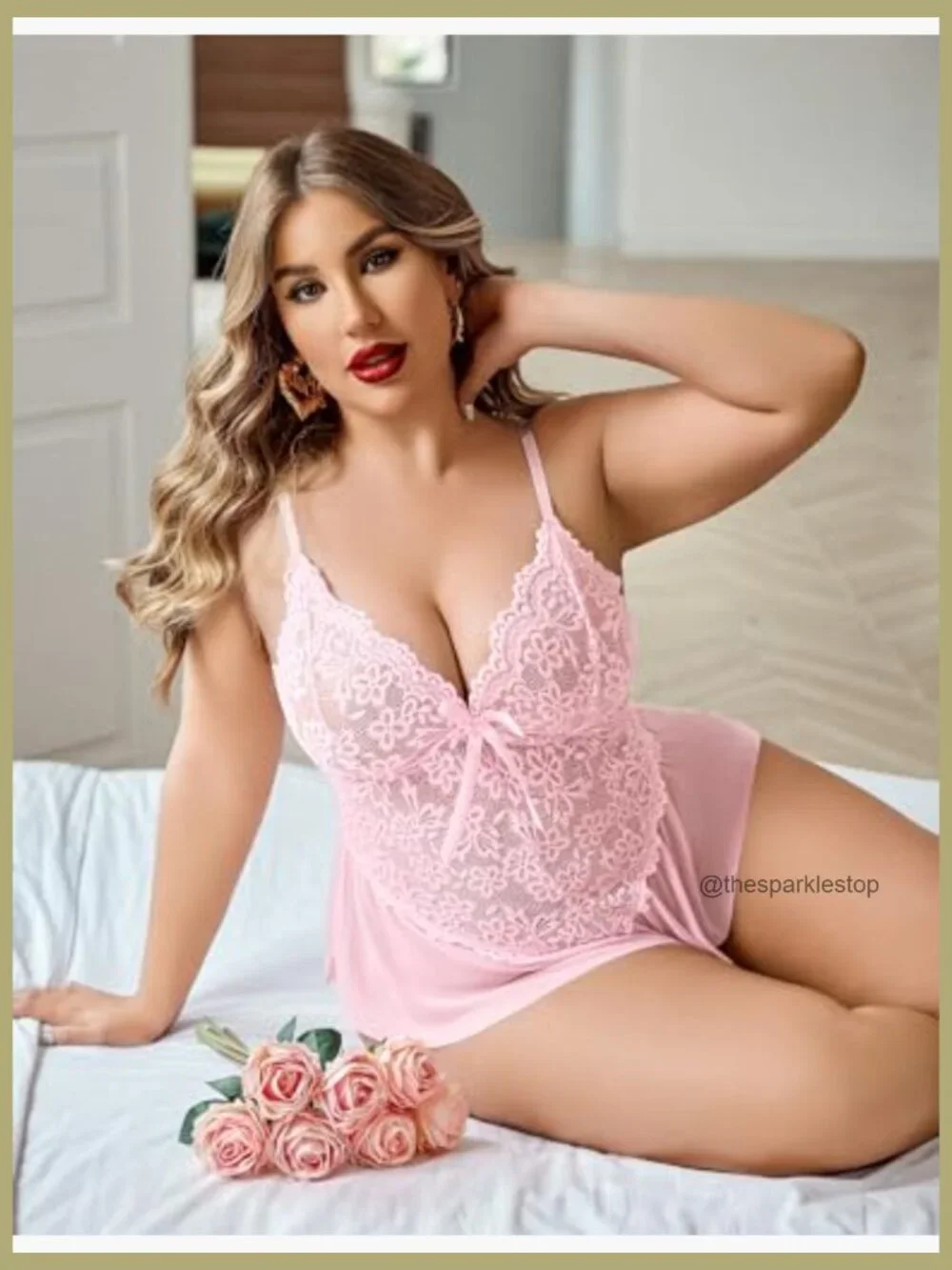 Lace Bodysuit Teddy Chemise Sleepwear with Adjustable Straps